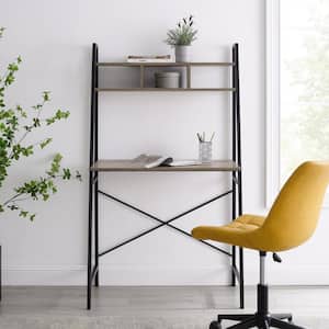 33 in. Grey Wash Wood and Metal Ladder Desk with Cubbies
