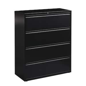 42 in. W 4-Drawer Black Metal Lateral File Cabinet for Home and Office, Holds Letter, Legal and A4 Hanging Folders