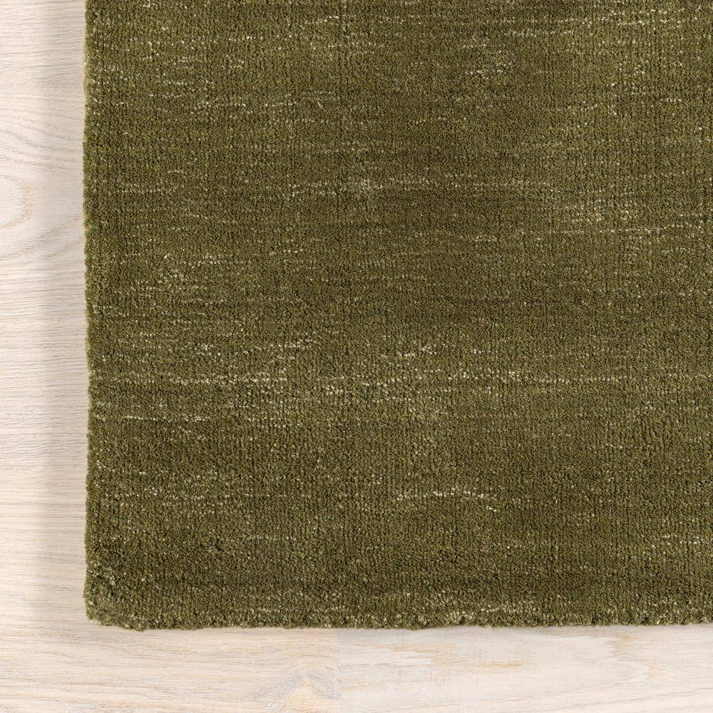 Verdant Green Flat Woven Handmade Wool Viscose Area Rug 4' x 6'