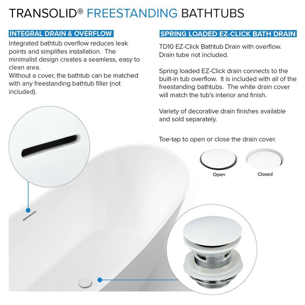 Lily 59" White Acrylic Freestanding Soaking Tub