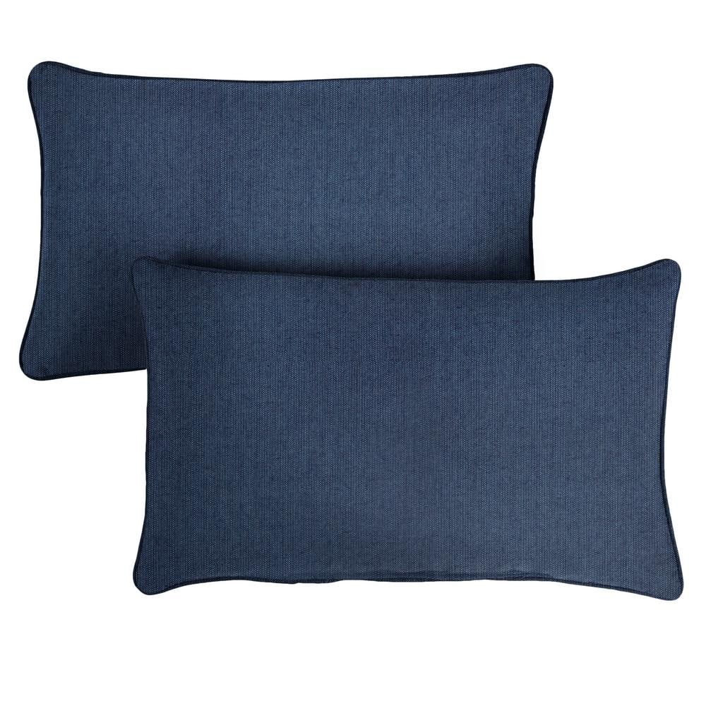 Sunbrella Indigo Blue Rectangular Outdoor Lumbar Pillows (2-Pack)