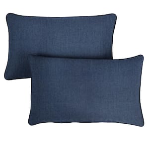 Sunbrella Indigo Blue Rectangular Outdoor Corded Lumbar Pillows (2-Pack)