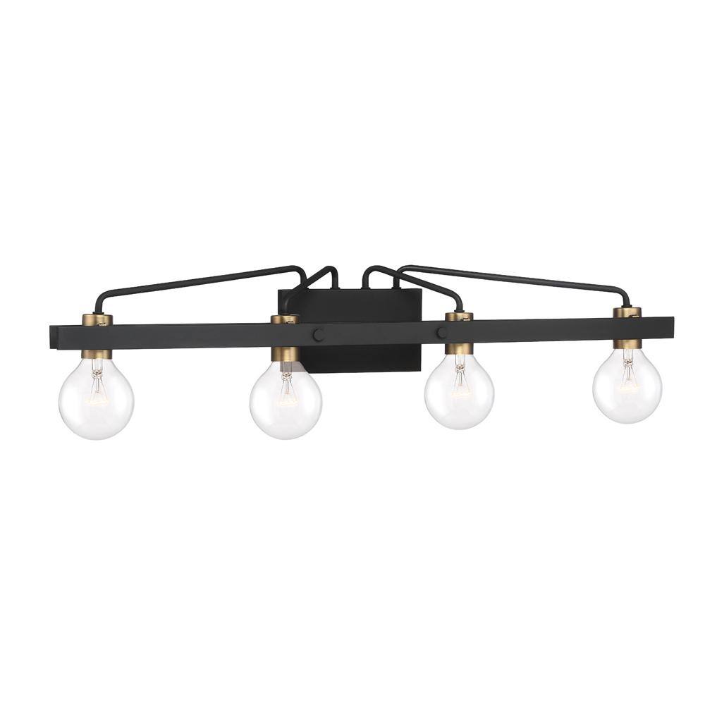 Ravella 33'' Black Steel 4-Light Industrial Bath Vanity