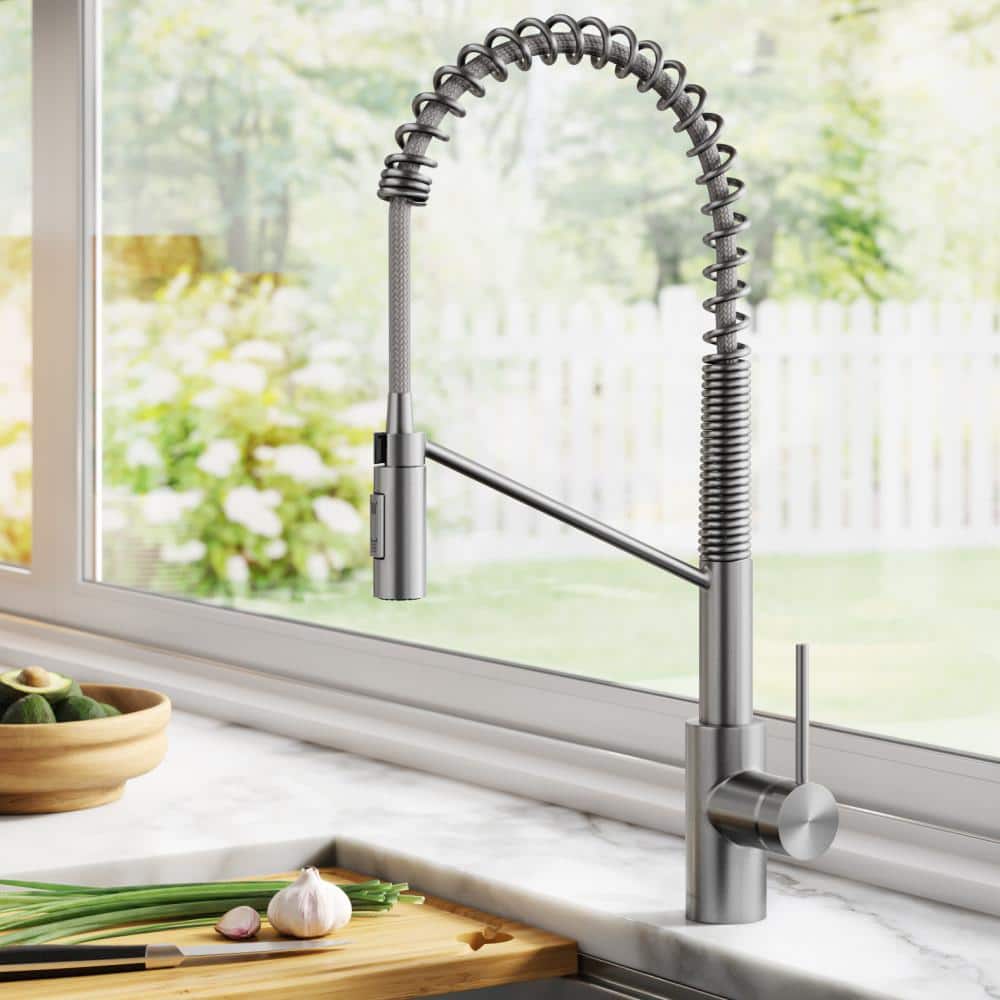 Stainless Steel Commercial Pull-Down Kitchen Faucet with Spray