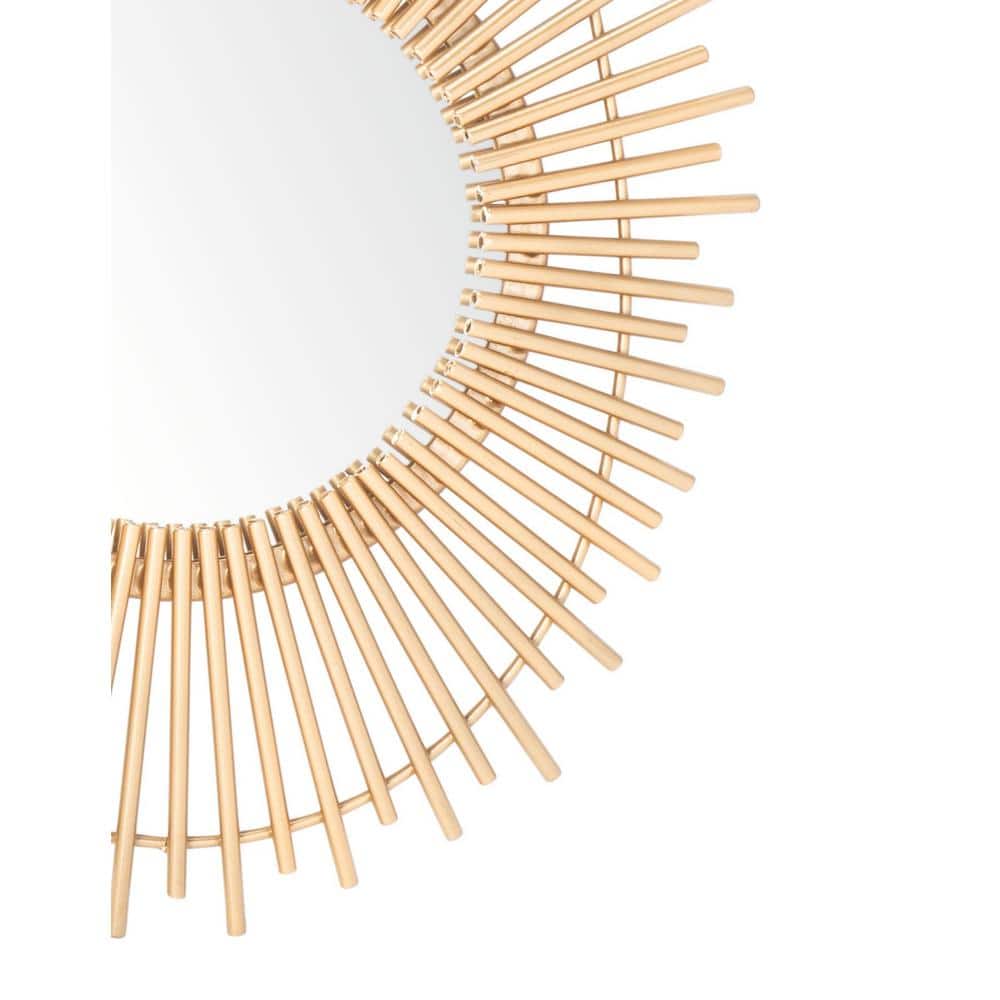 Contemporary Art Nouveau Inspired Round Gold Mirror