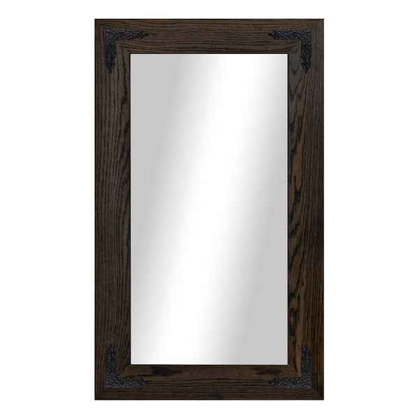 Rayne Mirrors (33 in. W x 22 in. H) Ebony Hardwood Rectangle Mirror with Decorative Corner Bracket