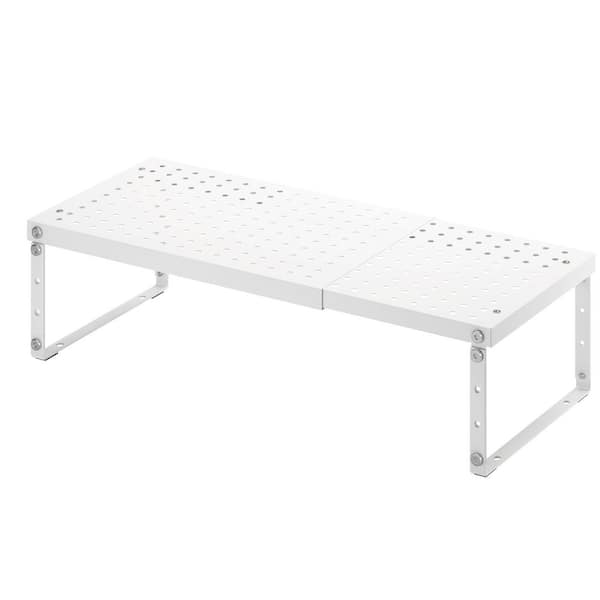 Expandable Cabinet Organizer Shelf with Adjustable Height, Stackable Countertop Riser for Kitchen Pantry and Desk