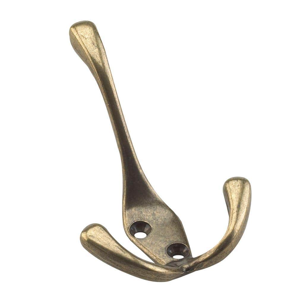 Ace 3 in. L Antique Brass Gold Brass Small Coat and Hat Hook 2 pk - Ace  Hardware