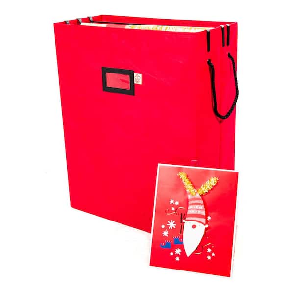 Santa's Helper Printed Christmas Paper Storage Bag With 5 Rolls and  Scissors Set