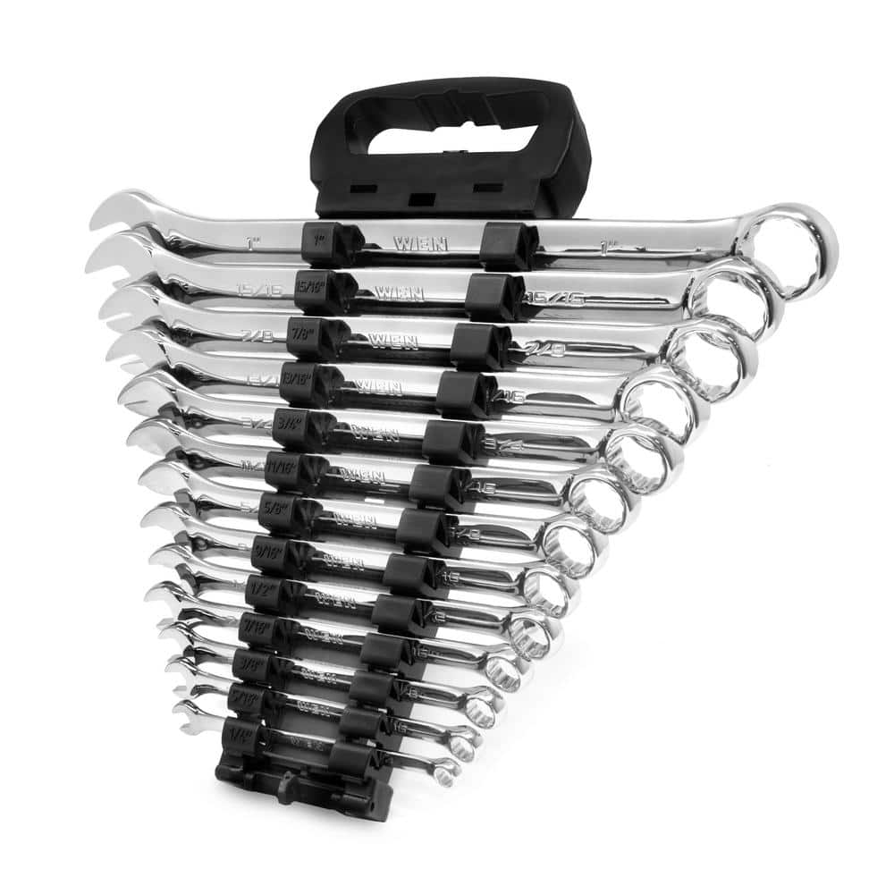 WEN ProfessionalGrade SAE Combination Wrench Set with Storage Rack (13