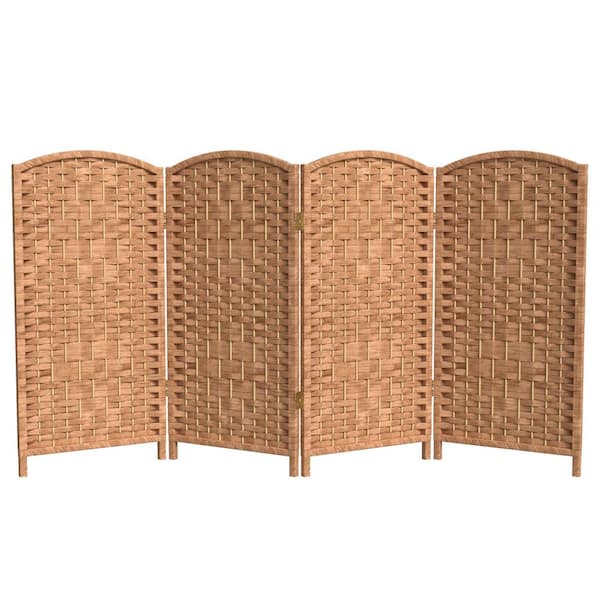 3 ft. Short Diamond Weave Fiber Folding Screen - Natural - 4 Panel