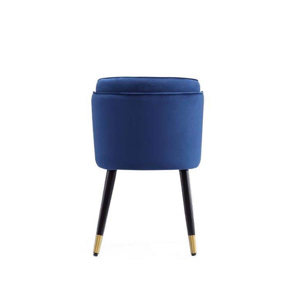 Royal Blue Velvet Upholstered Dining Chair with Gold Trim