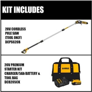 20V MAX 8in. Cordless Battery Powered Pole Saw Kit with (1) 5Ah Battery, Charger & Bag