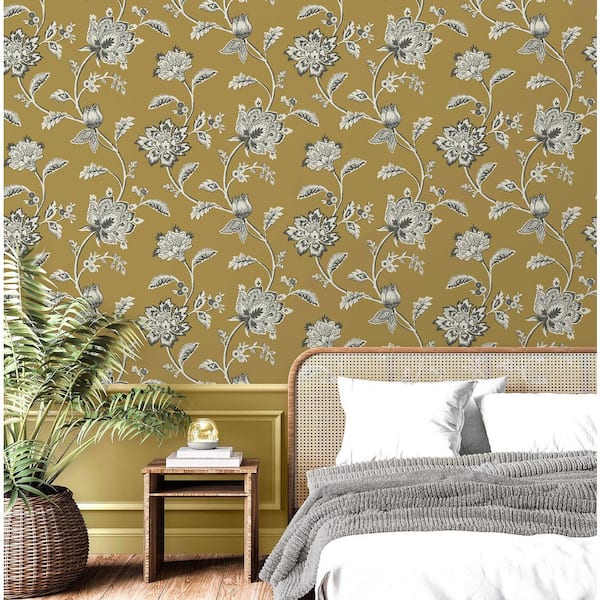Juliette Yellow Jacobean Non-Pasted Wallpaper, 57.5 sq. ft.