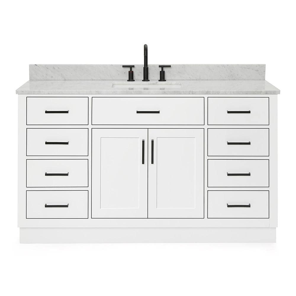 Hepburn 61" White Marble Top Single Basin Vanity Set