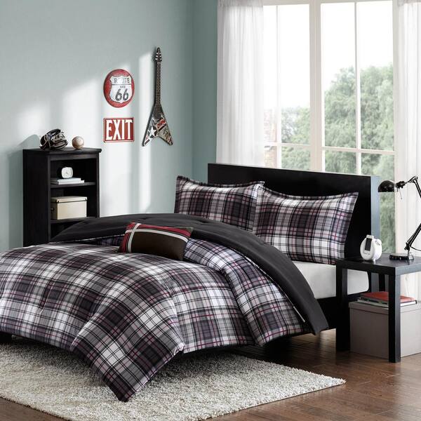 Mi Zone David 3 Piece Black Twin Comforter Set Mz10 260 The Home Depot