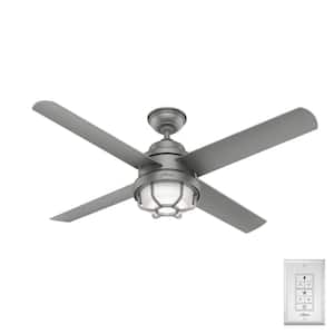 Searow 54 in. LED Outdoor Matte Silver Ceiling Fan with Light Kit and Wall Control