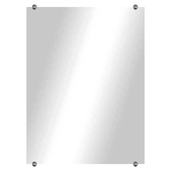 Unbranded Modern Rustic (34 in. W x 40 in. H) Frameless Rectangular Beveled Wall Mirror Chrome Round Clips