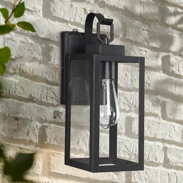 Uixe 1-Light Matte Black Hardwired Outdoor Wall Lantern Sconce