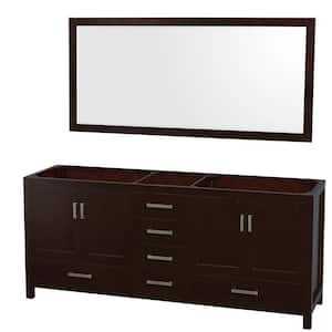 Sheffield 78.5 in. W x 21.5 in. D x 34.25 in. H Double Bath Vanity Cabinet without Top in Espresso with 70" Mirror