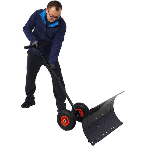 40 in. Metal Handle Bi-Metal Snow Shovel in Black
