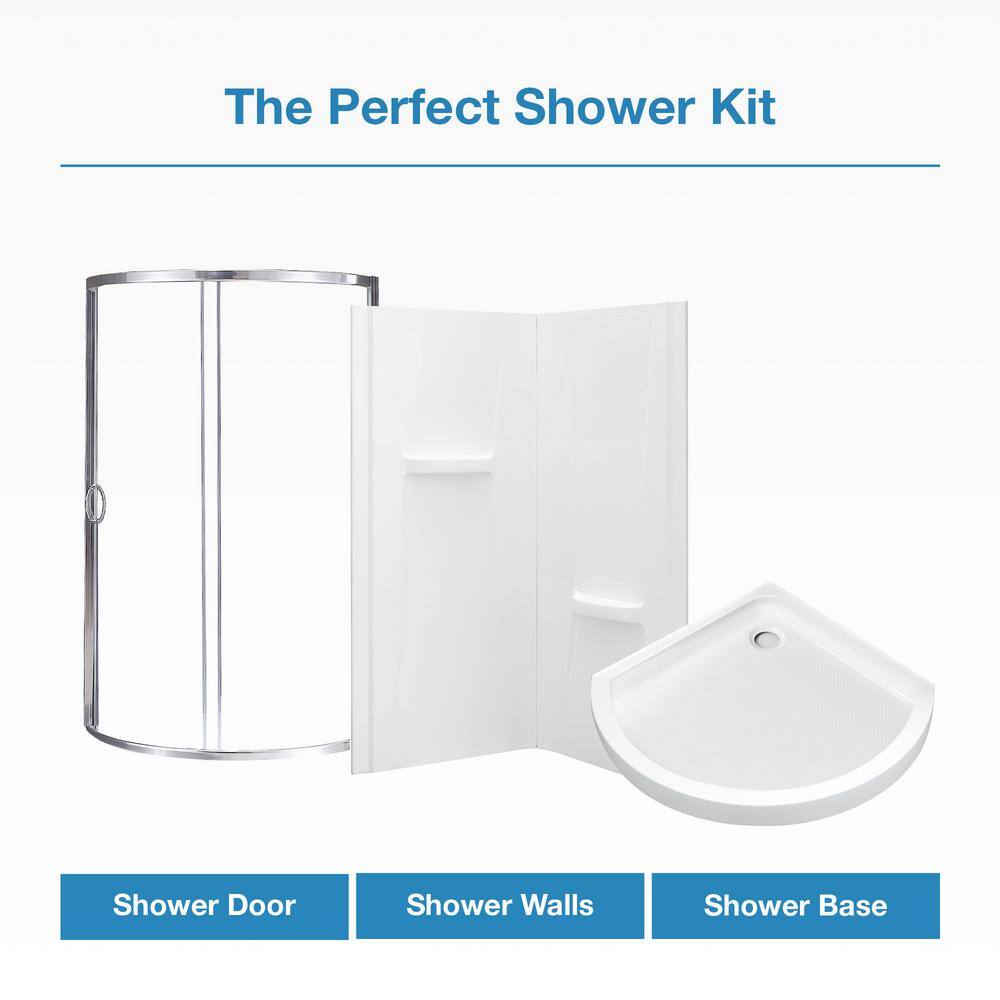 Breeze 39'' Clear Glass Chrome Corner Shower Kit