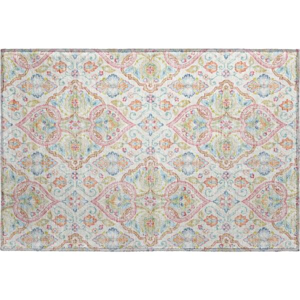 Mayfield Premium Machine Washable Abstract AMF2207 Ivory 2 ft. x 3 ft. Accent Rug
