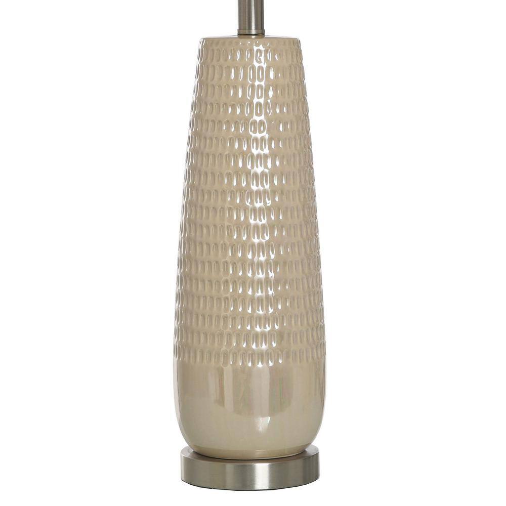 Cream Ceramic Table Lamp with Off-White Shade