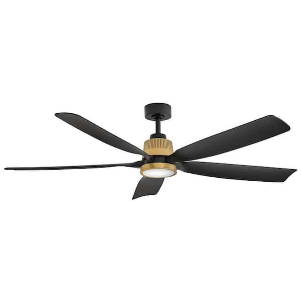 Bodin 64.0 in. Indoor/Outdoor Integrated LED Heritage Brass Ceiling Fan with Remote Control