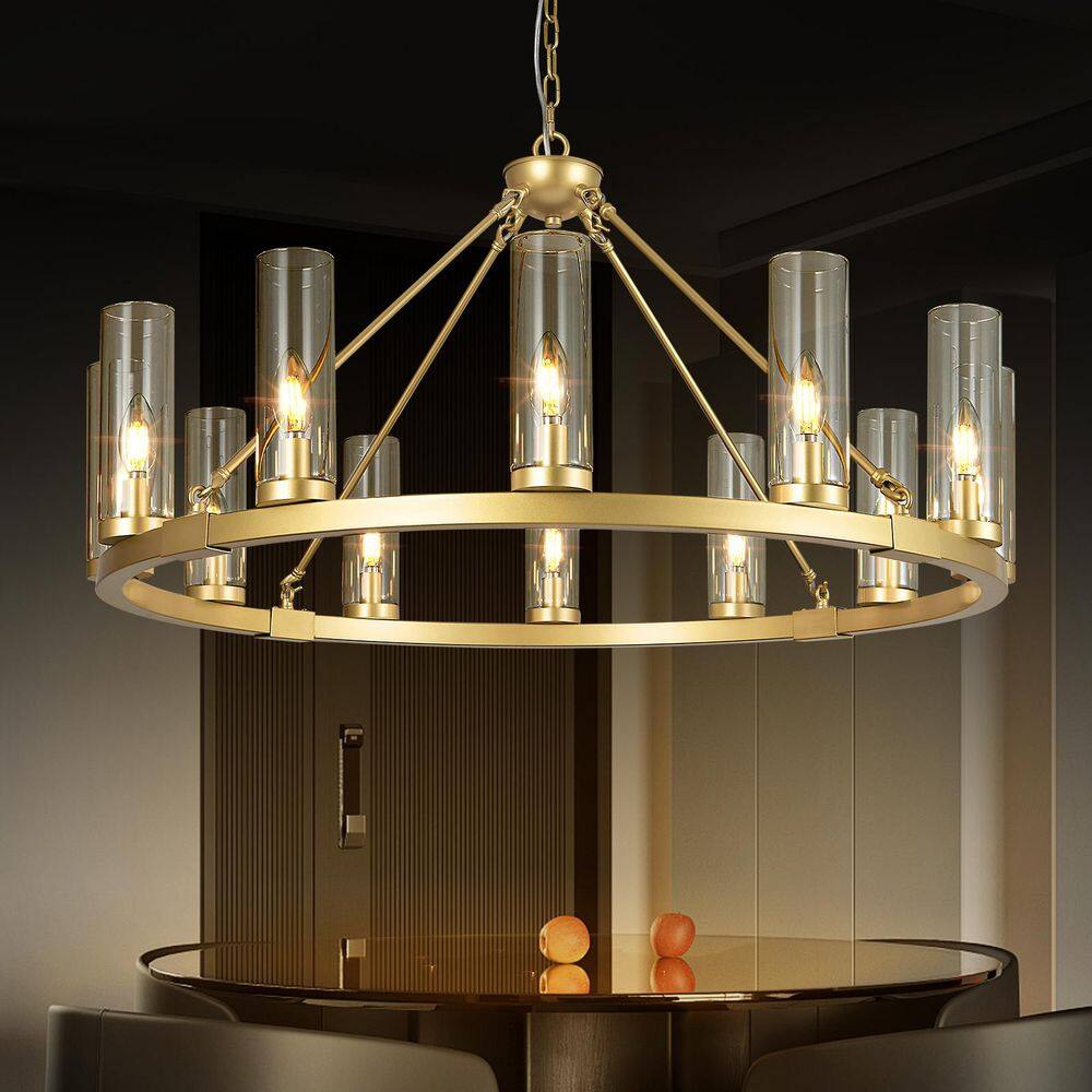 NL10172 ゴールド シャンデリア ZHLWIN Home Lighting 35.43 in. 12-Light Gold-12Light Round Wheel