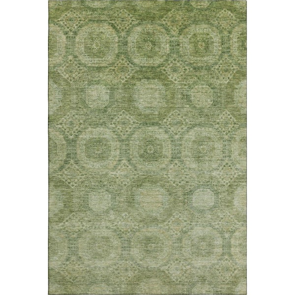 Mayfield Premium Machine Washable Abstract AMF1925 Aloe 9 ft. x 12 ft. Area Rug