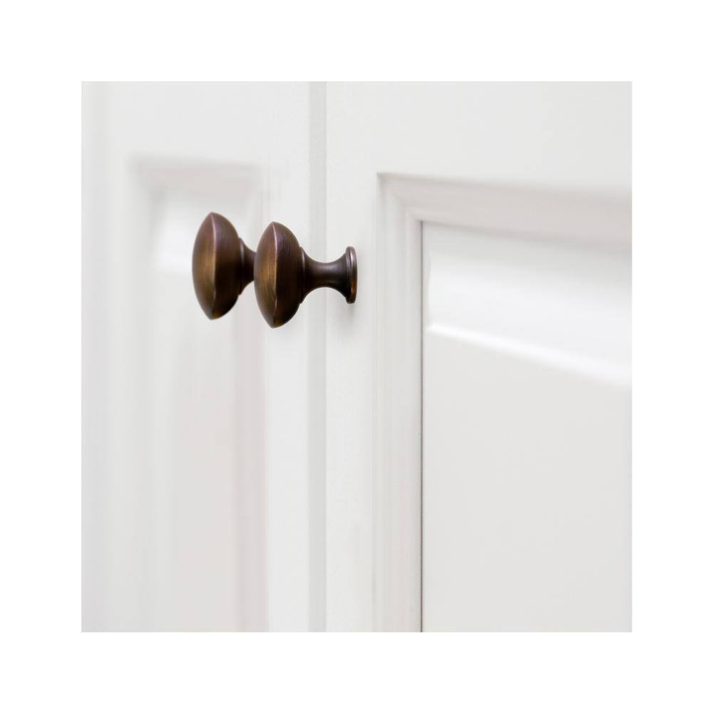 1.25-Inch Brushed Bronze Round Cabinet Knob with Mounting Hardware