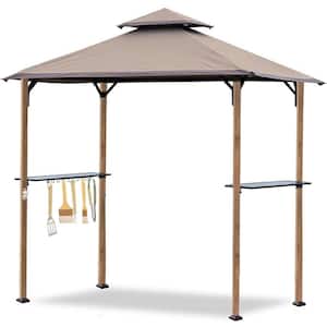 5 ft. x 8 ft. Khaki Grill Gazebo Double Tiered Outdoor BBQ Canopy