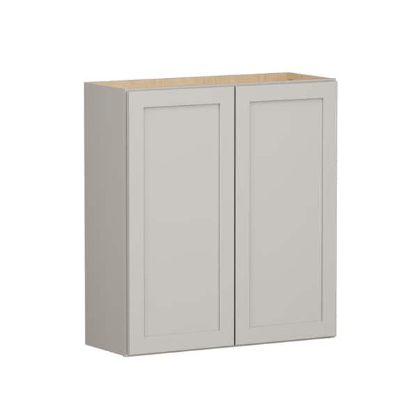 Shaker Full Overlay 33 in. W x 12 in. D x 36 in. H Plywood Assembled Wall Kitchen Cabinet in Stone Gray