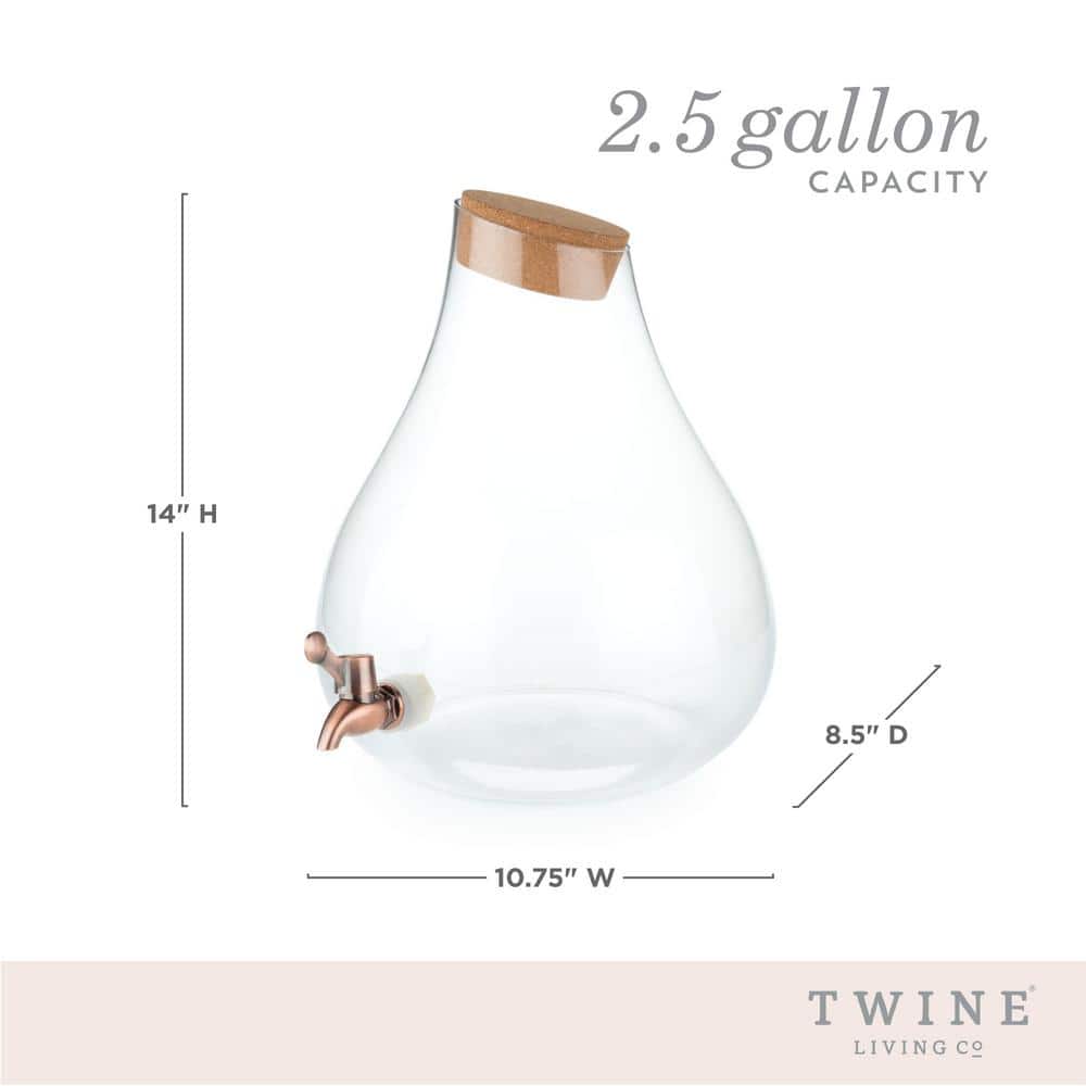 Teardrop Glass Beverage Dispenser with Cork Top and Silver Spigot