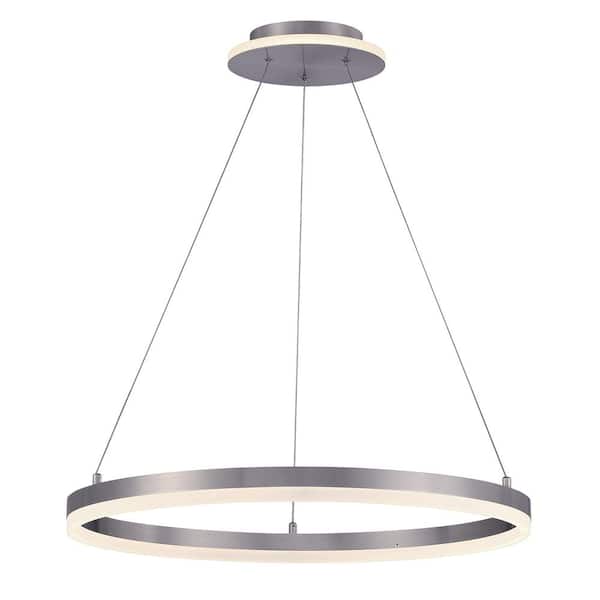 George Kovacs Recovery 200-Watt Equivalence Integrated LED Brushed Nickel Circular Pendant with Frosted Acrylic Shade