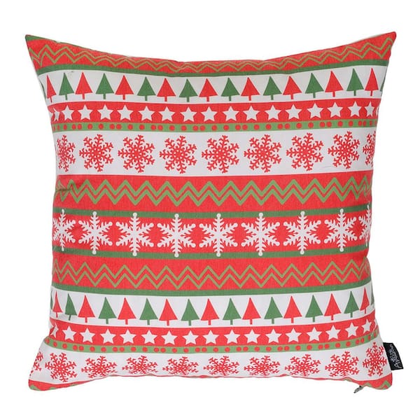 Mike&Co. New York Christmas Truck Decorative Single Throw Pillow 18 x 18 Red & White Square for Couch, Bedding - Red