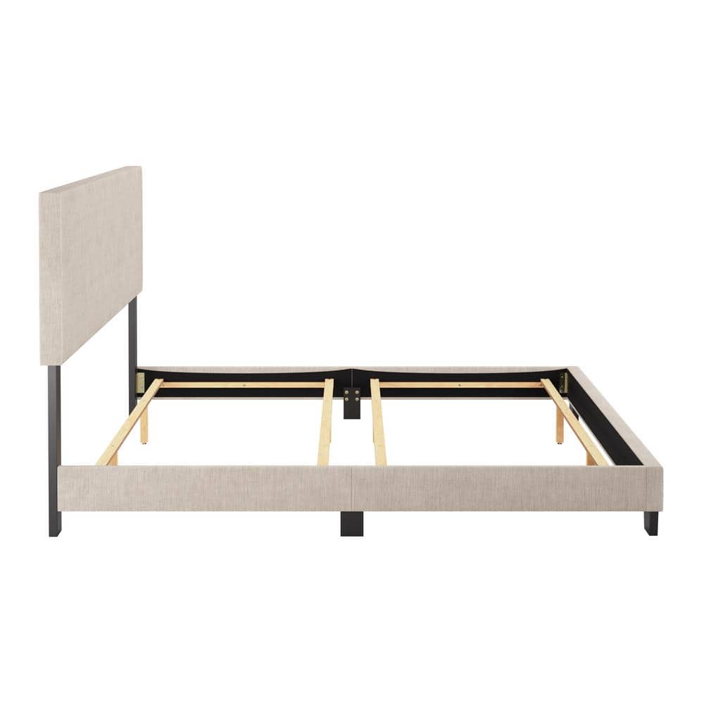 Celeste Beige Upholstered King Bed with Padded Headboard