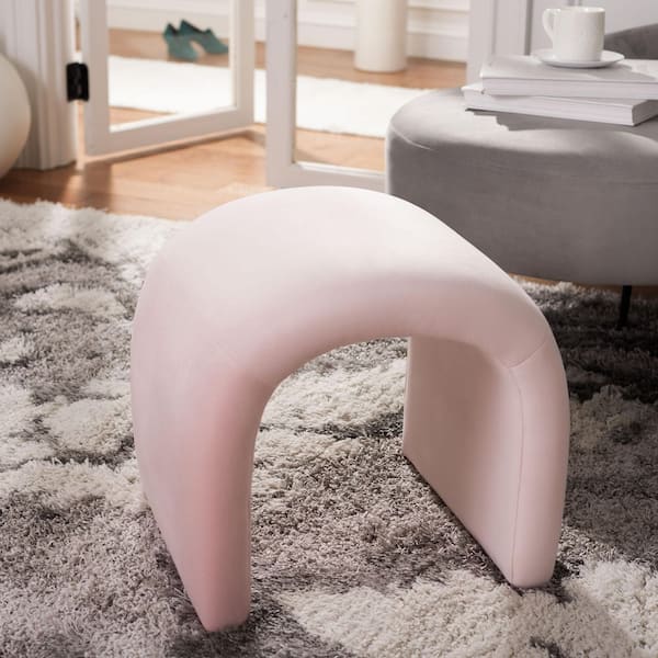 Kibo Light Pink Velvet U-Shape Accent Ottoman
