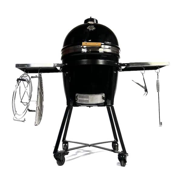Grill Dome 22 in. XL Infinity X2 Kamado Charcoal Grill in Black with Domemobile, Grill Gripper and Ash Tool