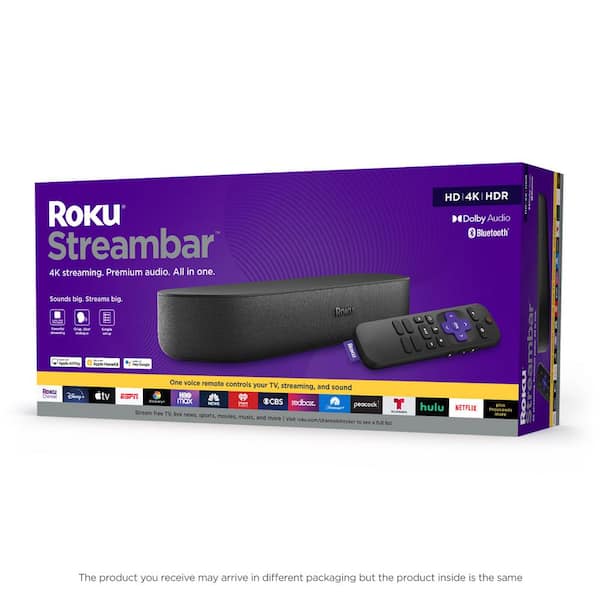 Roku Streambar in Black with 4K Streaming and Premium Audio