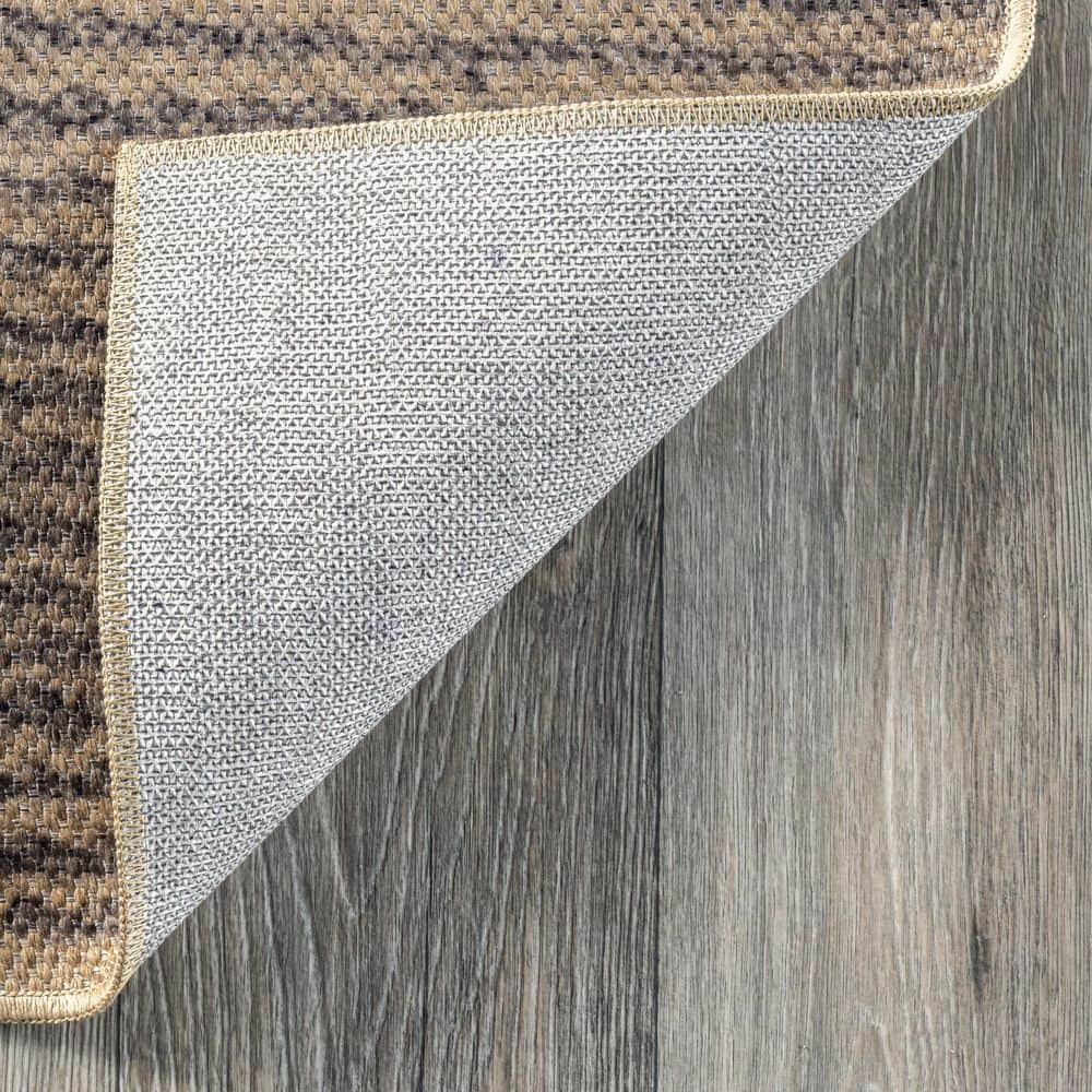 Natural and Gray Synthetic 5' x 8' Washable Area Rug
