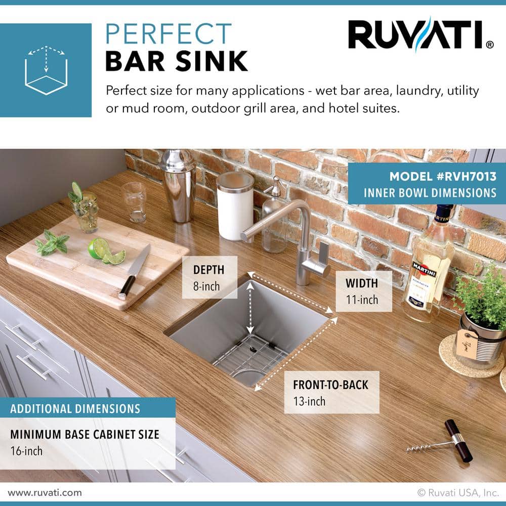 Ruvati 15" Stainless Steel Undermount Single Bowl Kitchen Sink