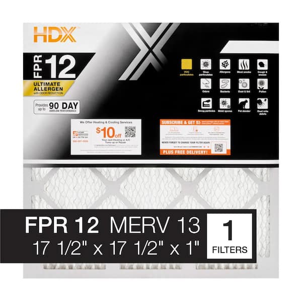 HDX 17.5 in. x 17.5 in. x 1 in. Elite Allergen Pleated Air Filter FPR 12, MERV 13