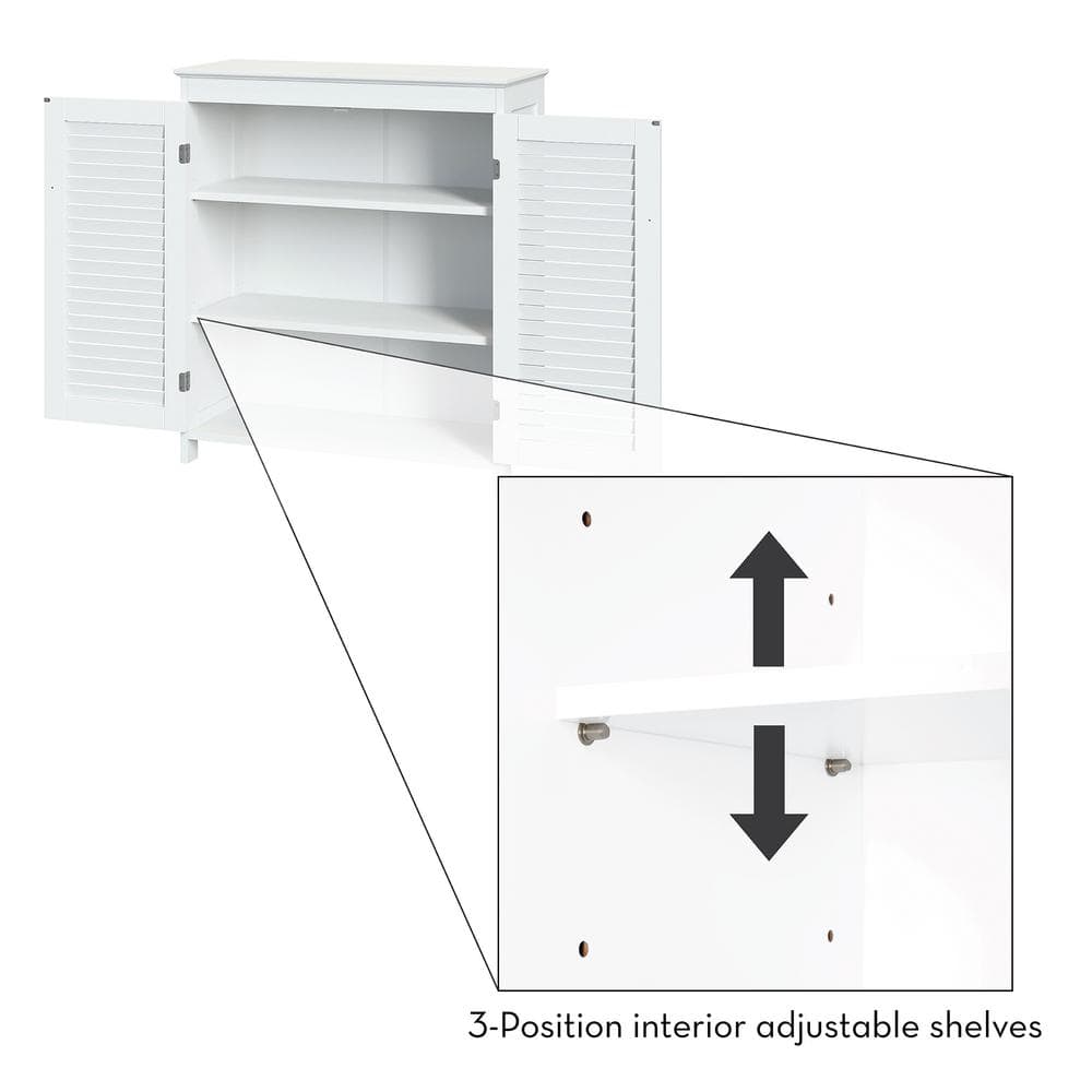White Shutter Door Bathroom Storage Cabinet with Adjustable Shelves