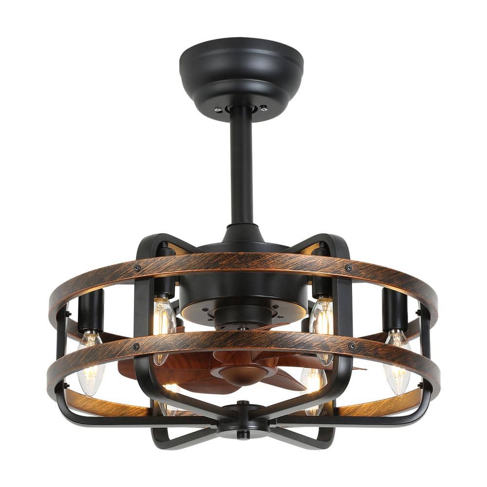 19.68 in. Indoor Black Retro Industrial Caged 6-Speed Ceiling Fan with Remote and Reversible Motor, No Bulbs Included price history on PriceWatchPro
