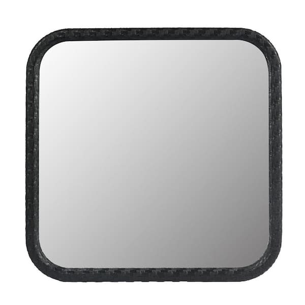 Unbranded Deloni 23.62 in. W x 23.62 in. H Small Square MDF Framed Standard Wall Bathroom Vanity Mirror in Black