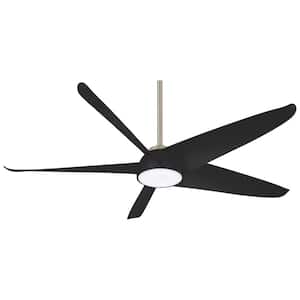 Ellipse 60 in. Integrated LED Indoor Brushed Nickel Coal Blades Smart Ceiling Fan with Light and Remote Control