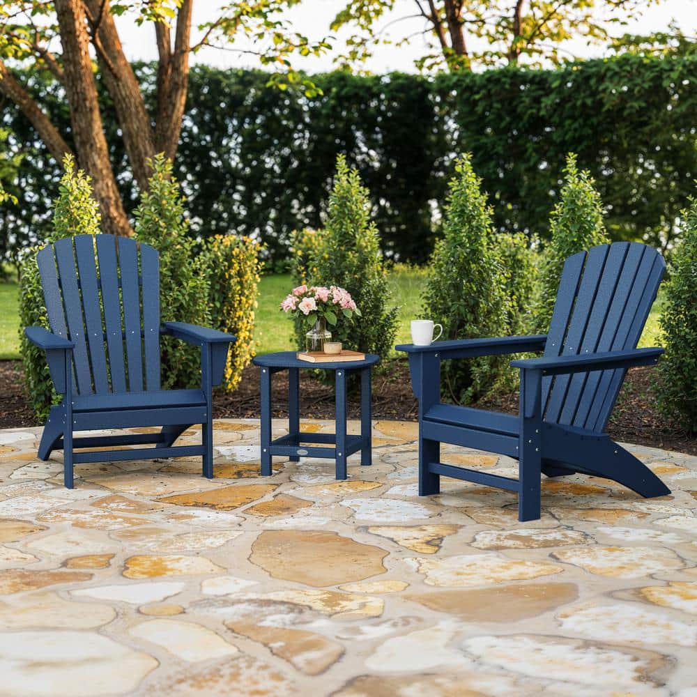 POLYWOOD Grant Park Traditional Navy 3-Piece Curveback Adirondack