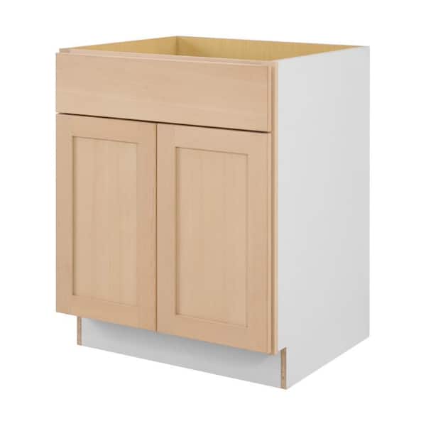 27 in. W x 24 in. D x 34.5 in. H Ready to Assemble Base Kitchen Cabinet in Unfinished with CLICKREADY Technology